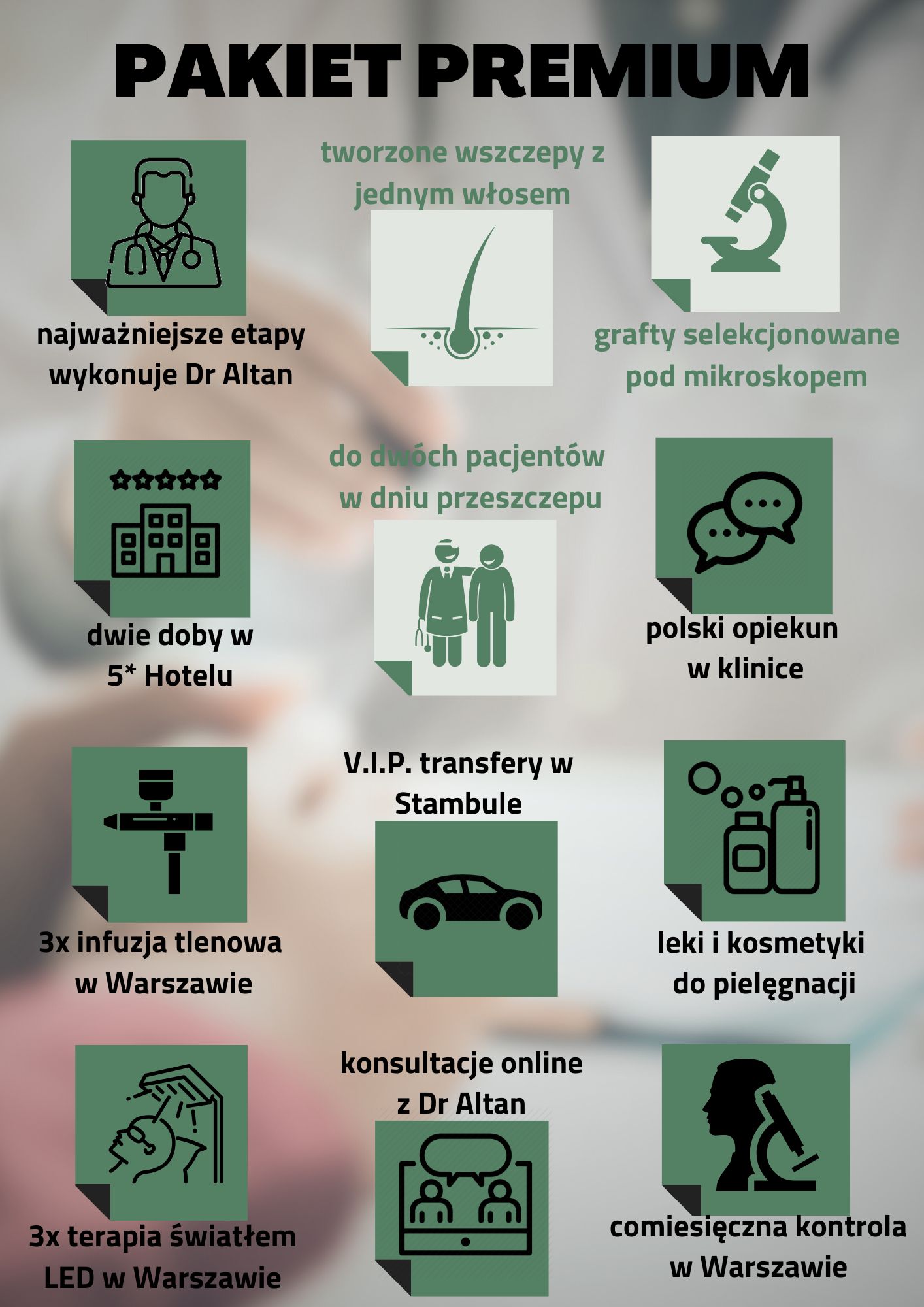 Pakiet_PREMIUM Pakiet Premium- przeszczep włosów w Turcji